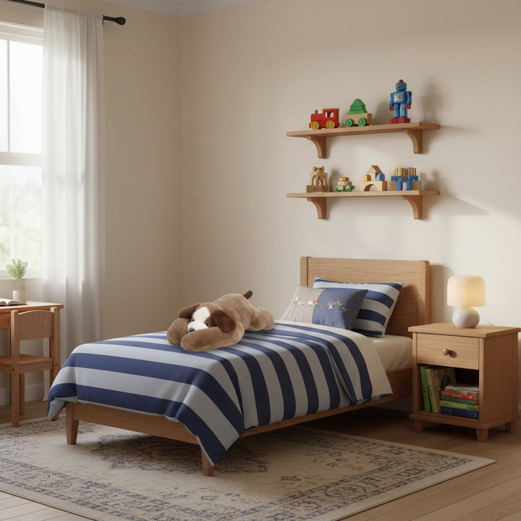 la peluche anti stress Popyoux™ décore la chambre du gamin en son absence