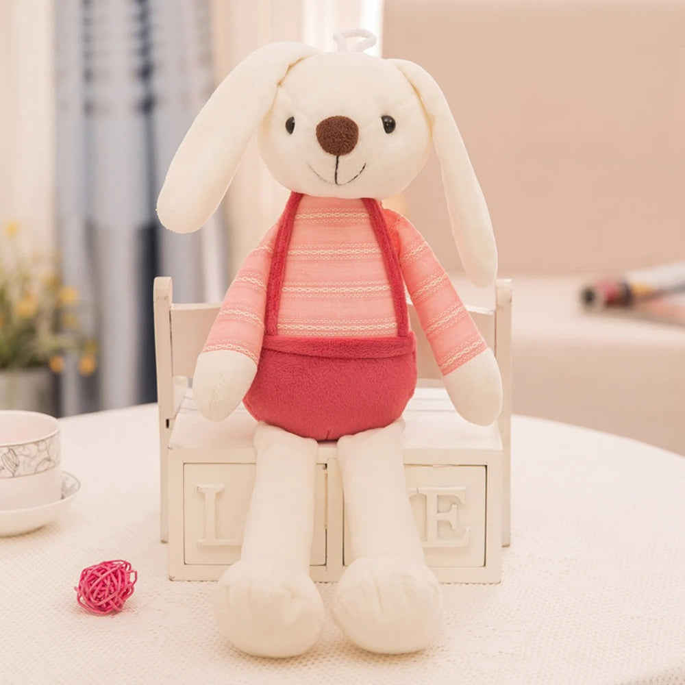 peluche-lapin-blanc-pantalon-Rouge-rose-doudou-jouet-