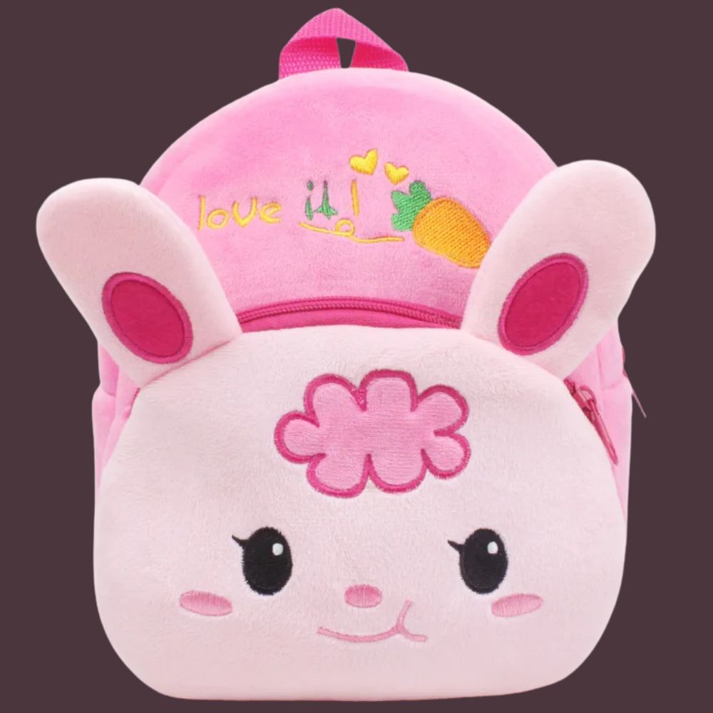 petit sac à dos Lapin rose en peluche