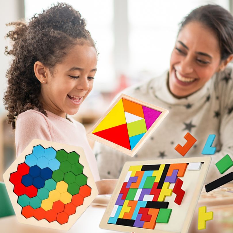 3 puzzles Bois des couleurs vives achetez 2 et optenez 1 gratuit
