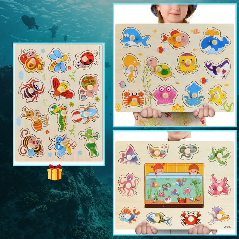 puzzle-en-bois-3D-poisson-océan-insectes-bestioles