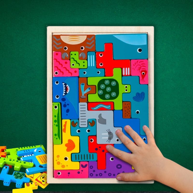 puzzle-en-bois-bloc-de-couleurs-sujet-Océan-mer-poissons