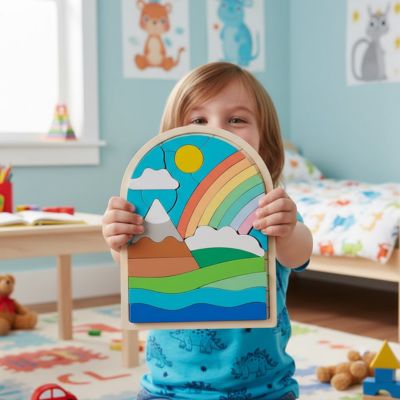 Puzzle en Bois |Blocks Arc-En-Ciel Éducatif🧩