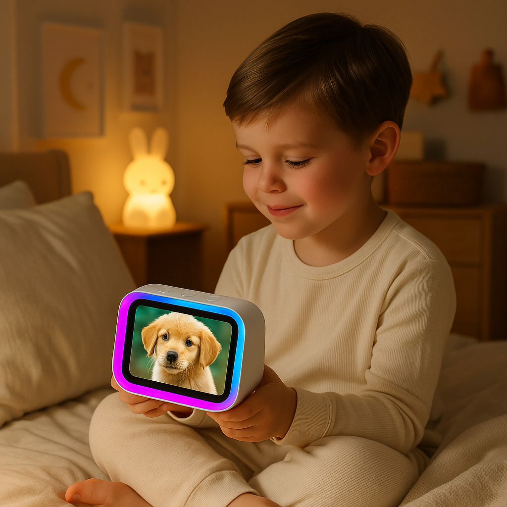 reveil-matin-connecté-cadre-photos-numériques-enfant-bluetooth-Veilleuse-Bebe-intelligente