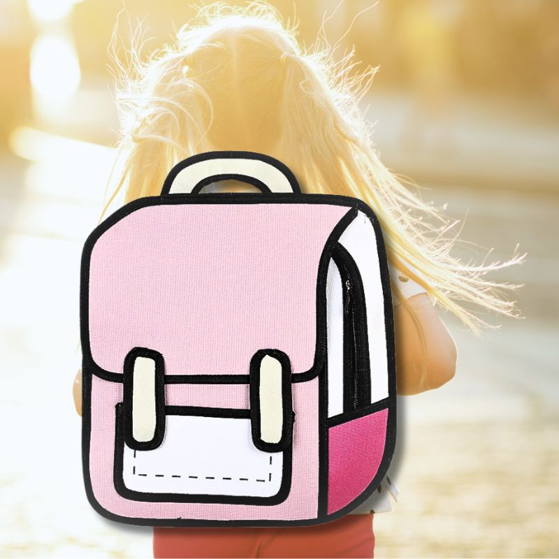 sac-a-dos-enfant-rose-dessine-trois-dimension-leger-sac-de-sport-polyvalent-adorable