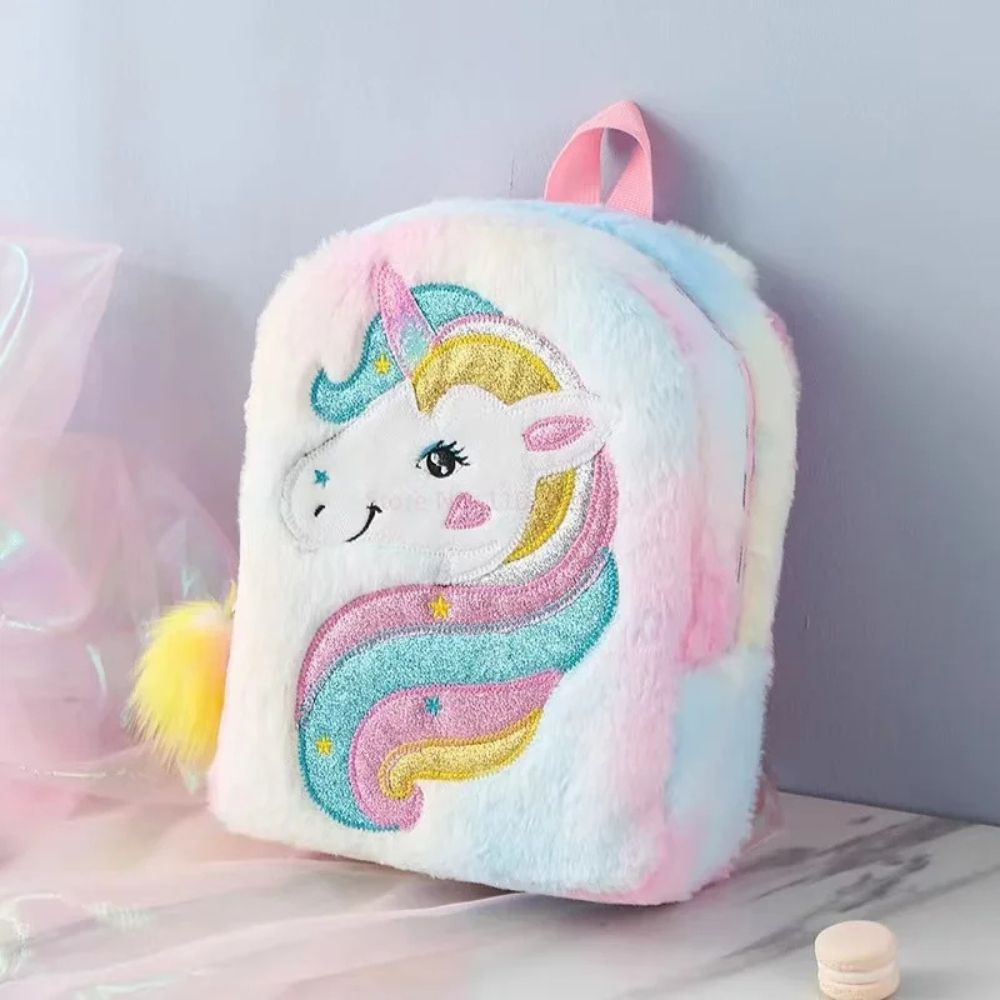 sac à dos maternelle fille douceur réconfortant comme son doudou blanc arc-en-ciel