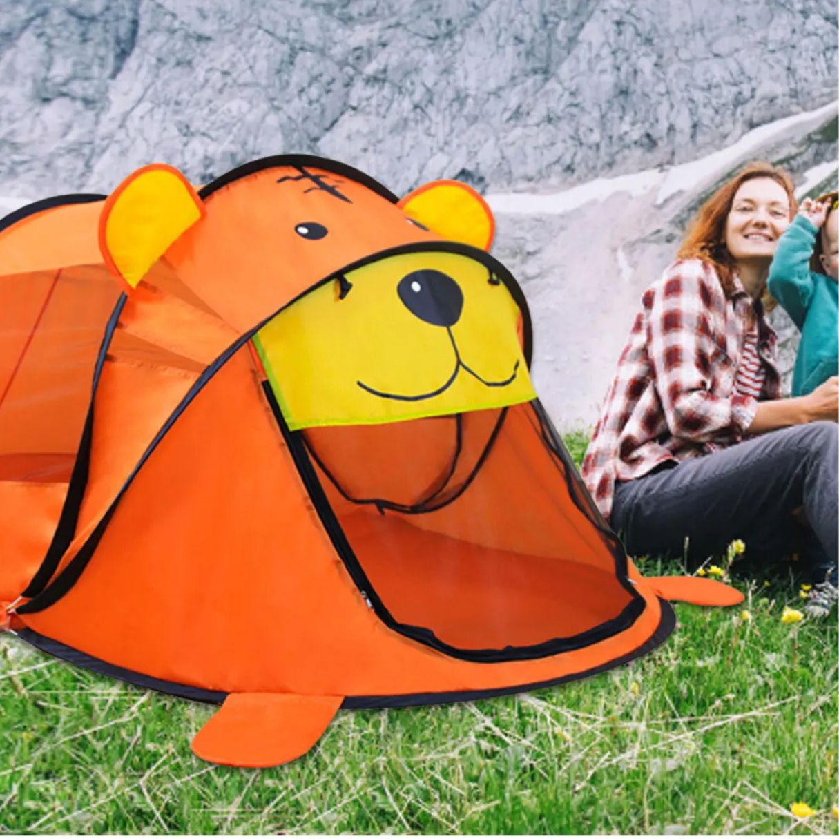 tente-enfant-ourson-tigre-orange-mignon-sieste-jeu-discrétion-alaitement