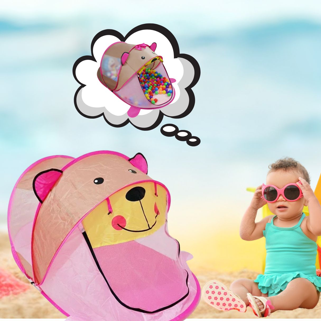 tente-enfant-rose-ourson-plage-cour-camping-tente-de-lit