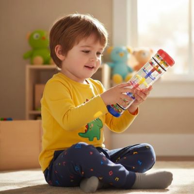 un garçon de 4 ans utilise le fidget toy de sa boîte de jouet sensoriel pour la régulation de ses émotions
