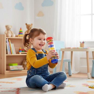 un enfant autiste libère sa surcharge émotive avec un baton pluie dans sa chambre