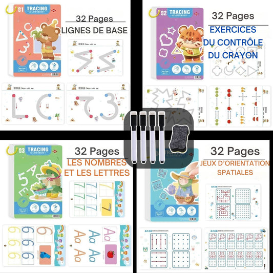 cahier d'écriture effaçable pour enfant préscolaire