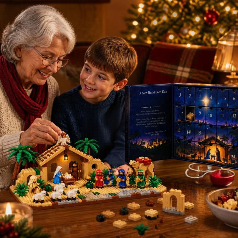 calendrier de l'avent raconter la Nativité aux enfants une porte à la fois onstruction Bloc par bloc