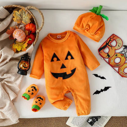 Déguisement citrouille bébé | Ensemble barboteuse d'halloween pour bébé🎃