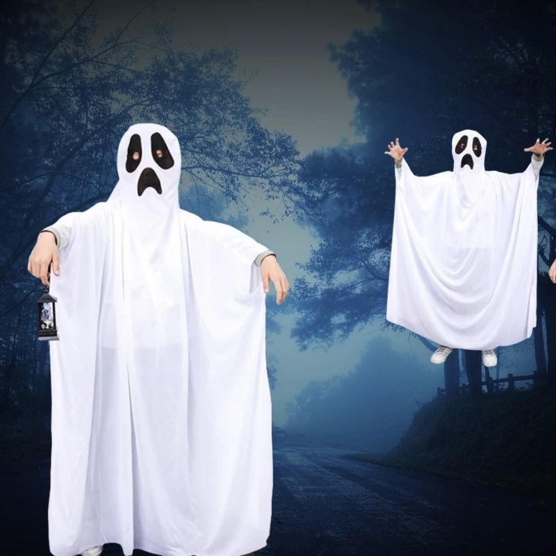 deguisement halloween enfant modeles de fantôme différent avec cagoule pour la tête 