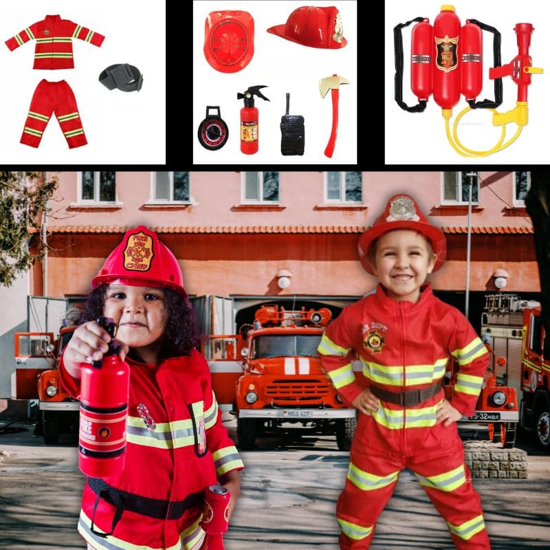 deguisement pompier enfant complet avec accessoire de jeu