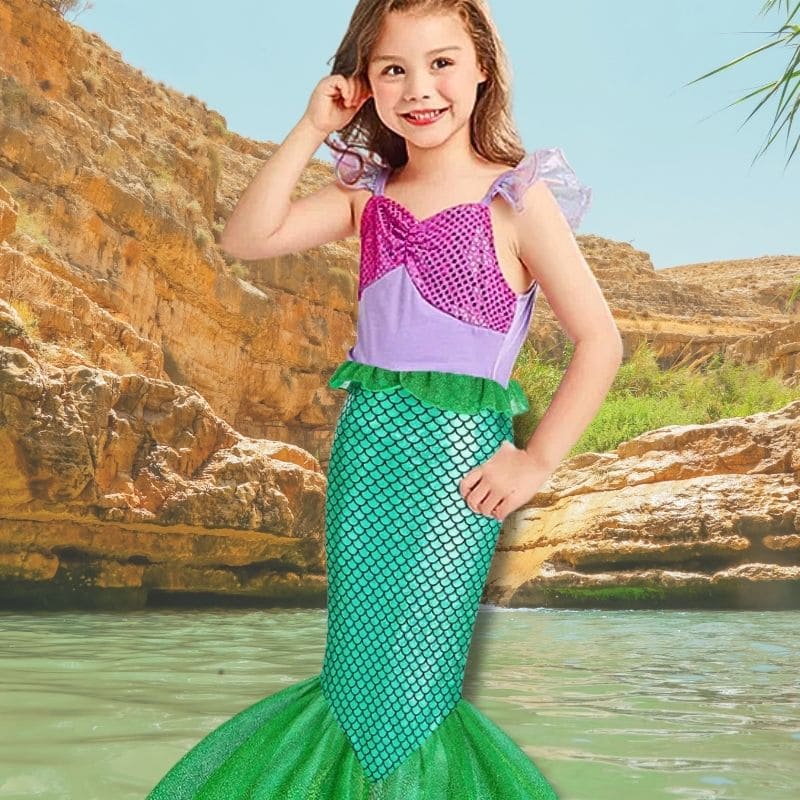 Déguisement-sirene-petite-sirène-vert-rose-robe-imagination-enfant