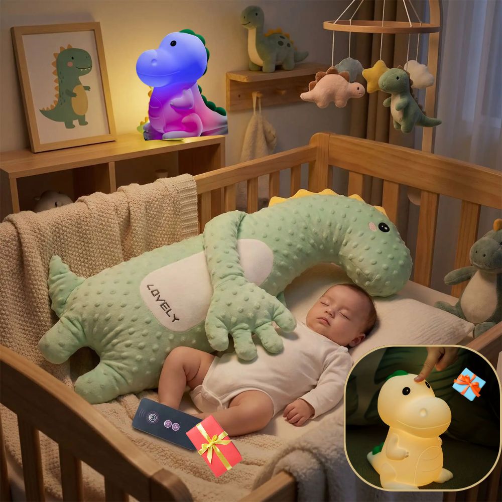Coussin Bébé | Coussin Dodo™ & veilleuse le Match Apaisant  🦖/🦄