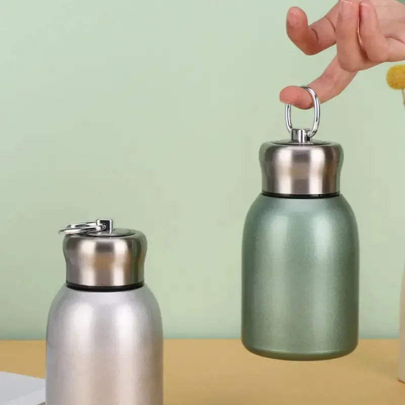 GOURDE-INOX-Thermos-acier-inoxydable-anneau-transport-