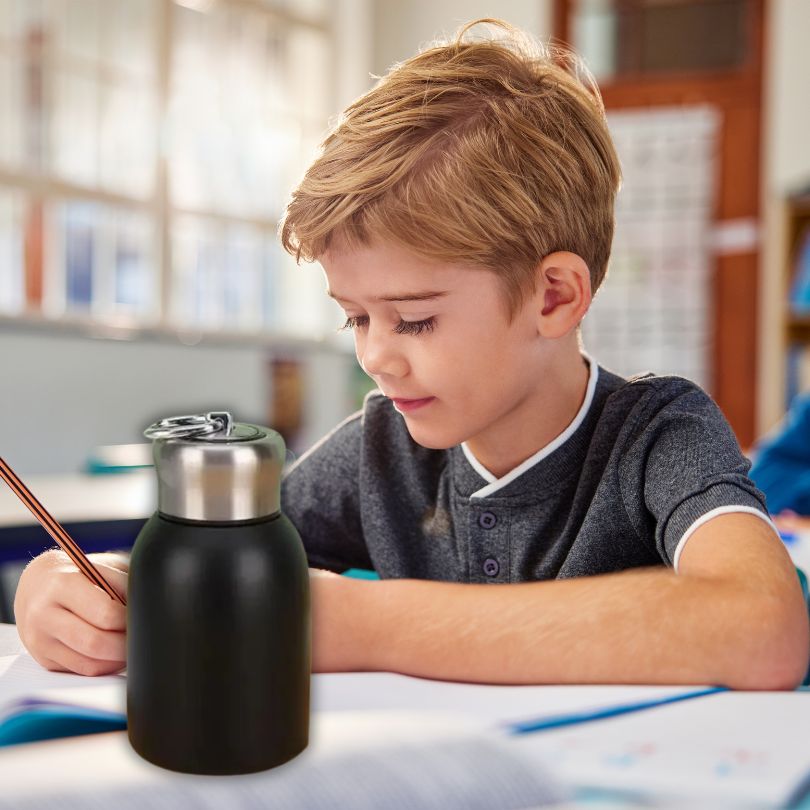 GOURDE-INOX-noire-Thermos-pour-enfant-à-l-école