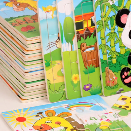 Puzzle en bois pour enfants, 12/9 pièces, véhicule de dessin animé, animaux, apprentissage, jouets éducatifs, cadeau pour enfants, offre spéciale