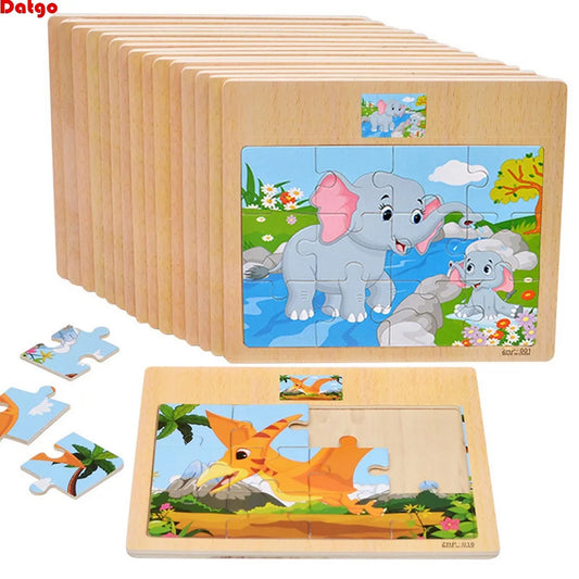 Puzzle en bois pour enfants, 12/9 pièces, véhicule de dessin animé, animaux, apprentissage, jouets éducatifs, cadeau pour enfants, offre spéciale