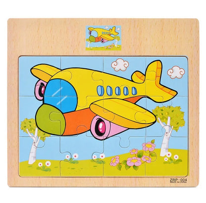 Puzzle en bois pour enfants, 12/9 pièces, véhicule de dessin animé, animaux, apprentissage, jouets éducatifs, cadeau pour enfants, offre spéciale