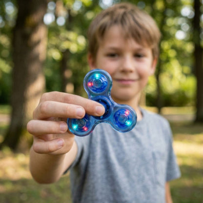 hand spinner lumineux en plastique de couleur bleue