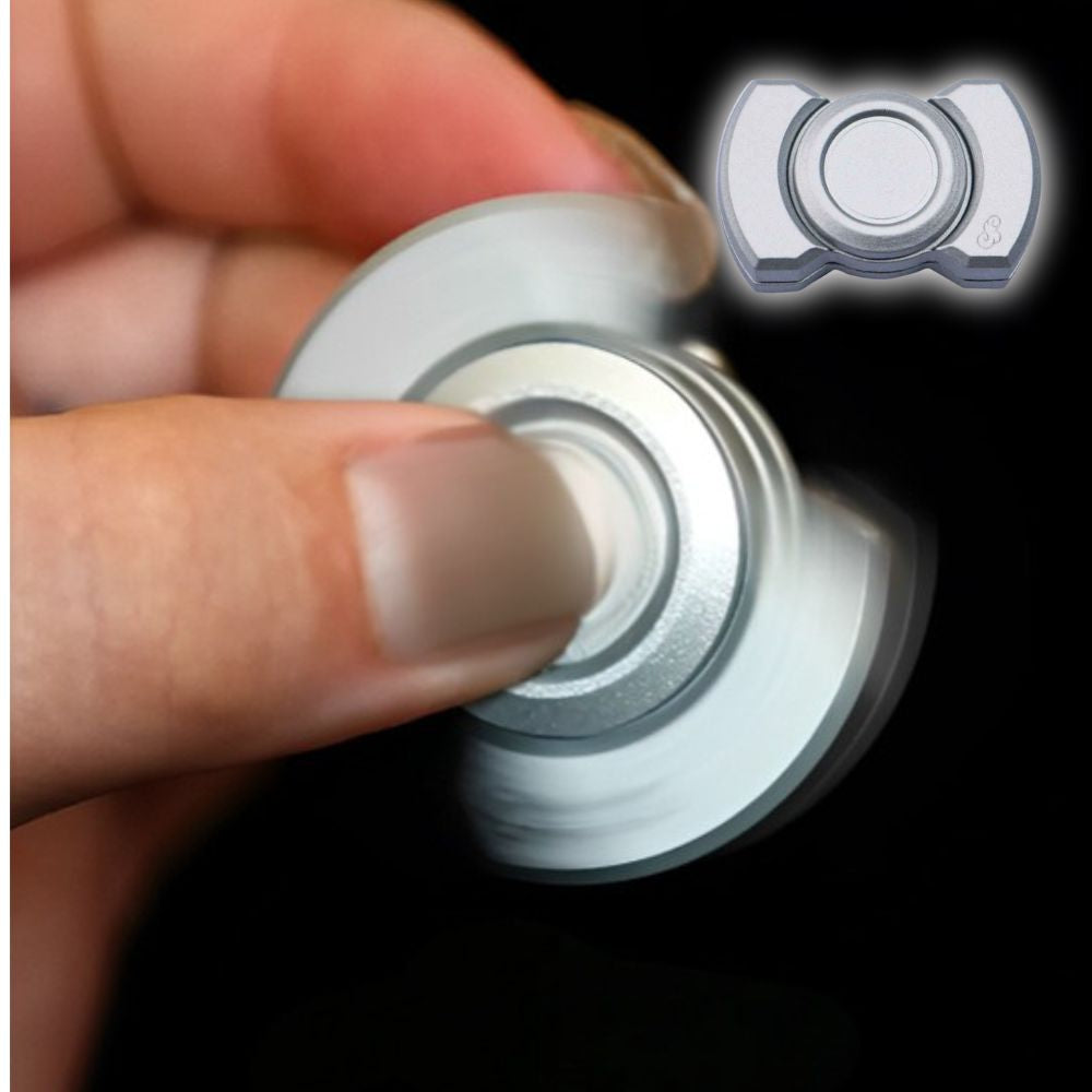 hand spinner 3 en 1 en métal argenté  