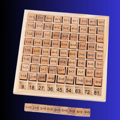 jouer pour apprendre mieux avec ce jeu mathématique en bois naturel de tables de multiplications