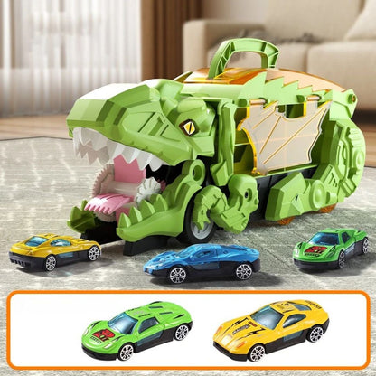 JEU-de-DINOSAURE-vert-2-VOITURES-JOUETS