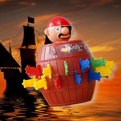 image poétique du jeu enfant 3 ans du Baril pirate qui flotte sur la mer