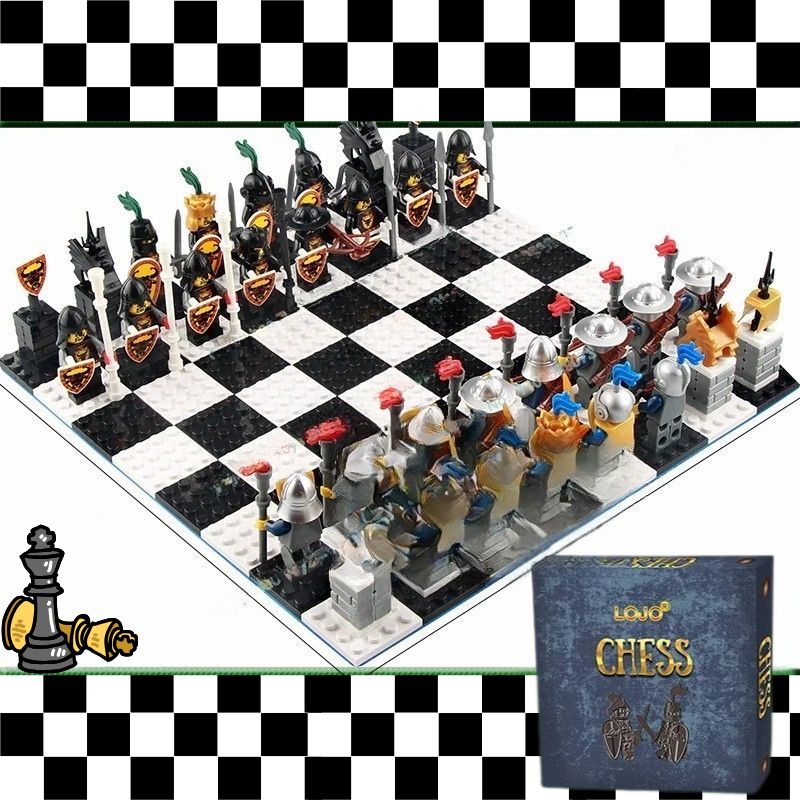 Jeu-d-échecs-original-pièces-construction-légo-originale-thème-chevalier