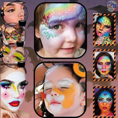Maquillage halloween professionnelle pour maquillage et tatou  fluorescent dans le noir se lave facilement dous pour la peau d'enfant