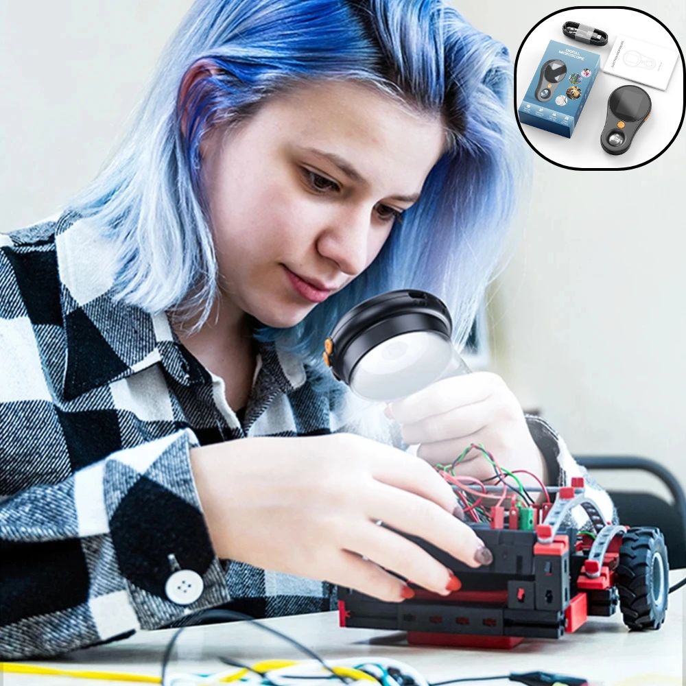 microscope portable polyvalent, idéale pour le travail minutieux en électronique ou autre et des sciences 
