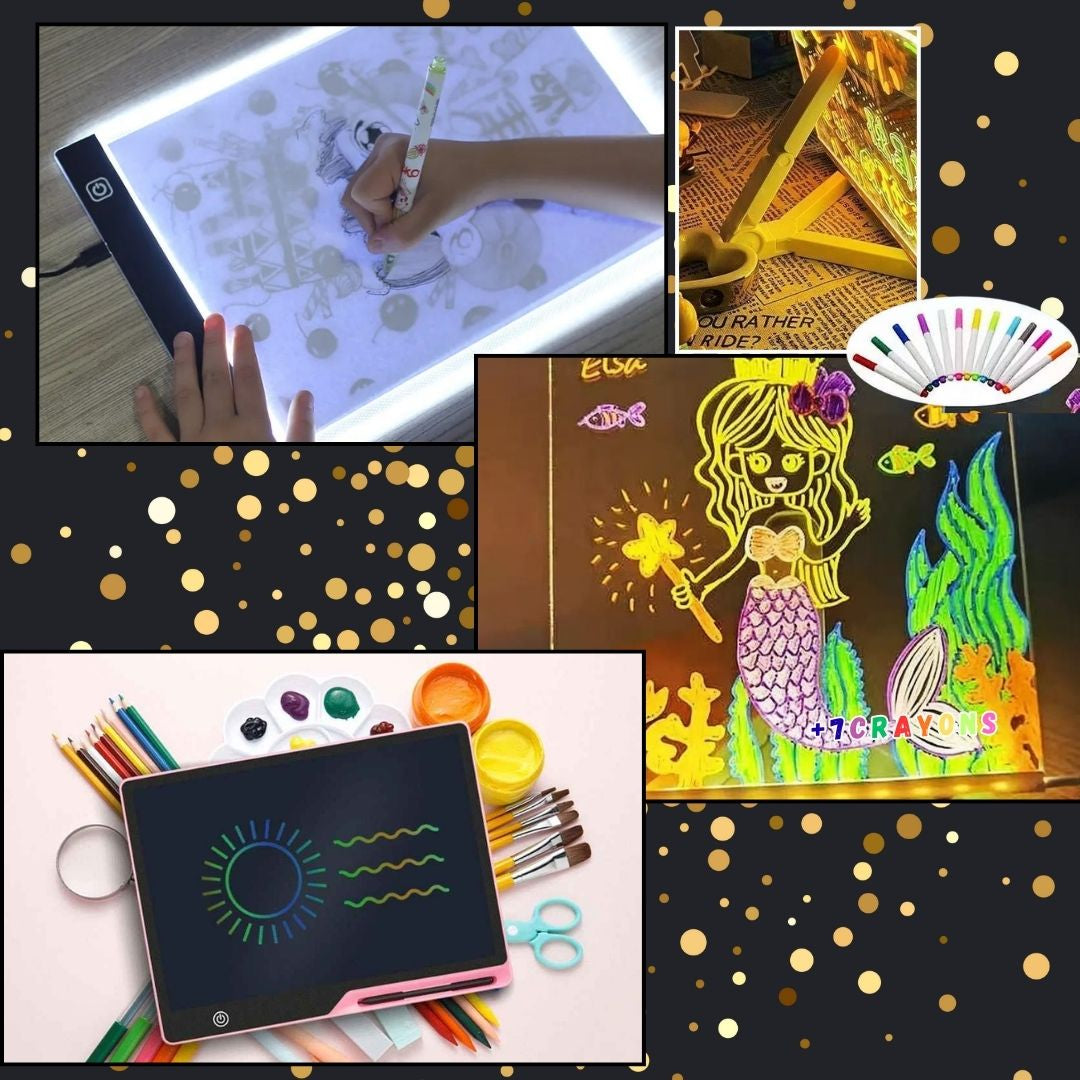 voyez les 3 sortes magniffiques de tablettes à dessin lumineuse ou numrique le cadeau qui enchante les petits et grands artistes