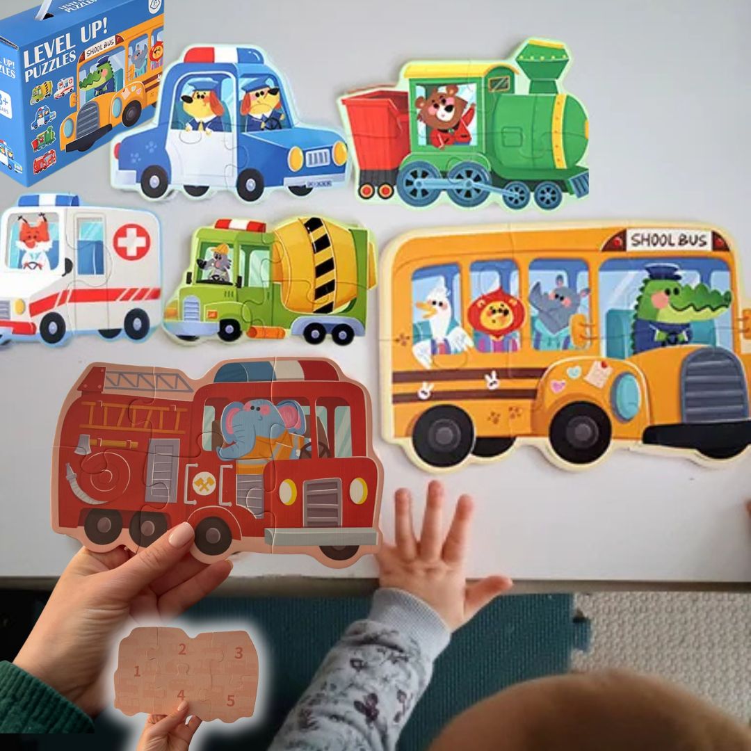 PUZZLE enfant 3 ans bois 3 thèmes transport voiture camion 6 puzzles par boite