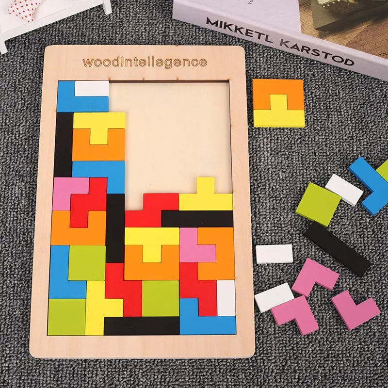 Puzzle de jeux jouer seul ou à 2 au puzzle bois-bloc-couleur-casse-tete-logique