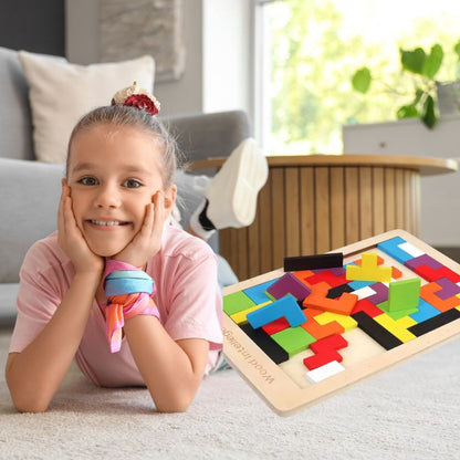 Puzzle de jeuxpuzzle-bois-calme-sérénite-Blocs-Russe-style-Tétris-puzzle-enfant-cadeau-7-ans