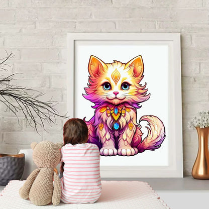 Puzzle-en-bois-bébé-chat-mignon-fille