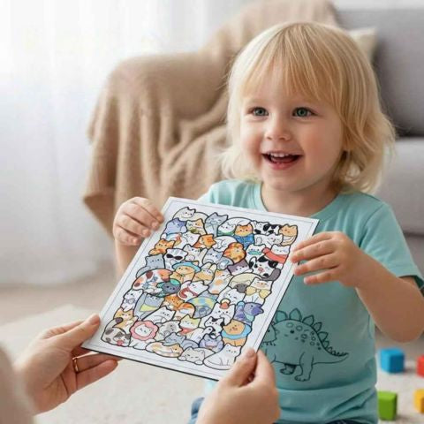 PUZZLE ENFANT 5 ANS CHATS ET FÉLINS , 50 PIÈCES DE JEU EN BOIS AMUSANTE EN FORME DE FÉLIN