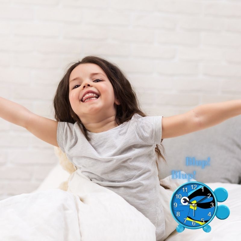RÉVEIL- AMUSANT-LUDIQUE-POISSON-BLEU-réveil-enfant-matin