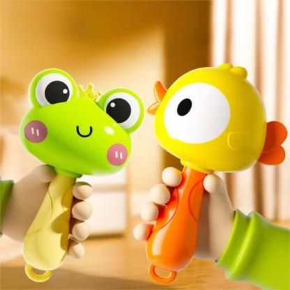 New Plastic Rattle with Crisp Sound Bright Appearance Handbell Cartoon Kid Maracas Sensory Grasp Toy