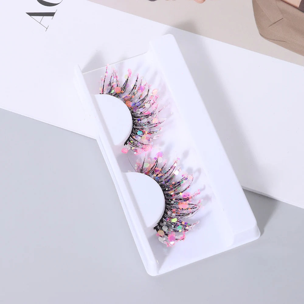 NEW 1 Pair 25mm 3D Luminous Mink Eyelashes Fluffy Dramatic Lashes Messy Long False Eyelashes Makeup Sequins Eye Lashes