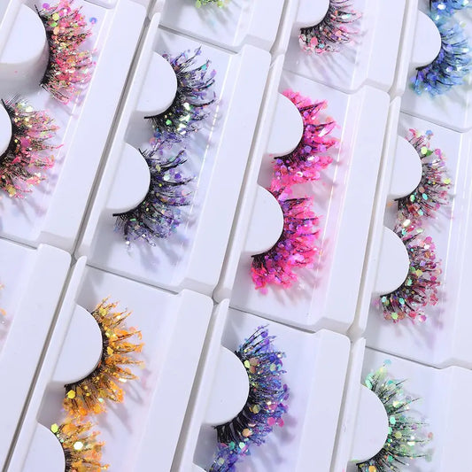NEW 1 Pair 25mm 3D Luminous Mink Eyelashes Fluffy Dramatic Lashes Messy Long False Eyelashes Makeup Sequins Eye Lashes