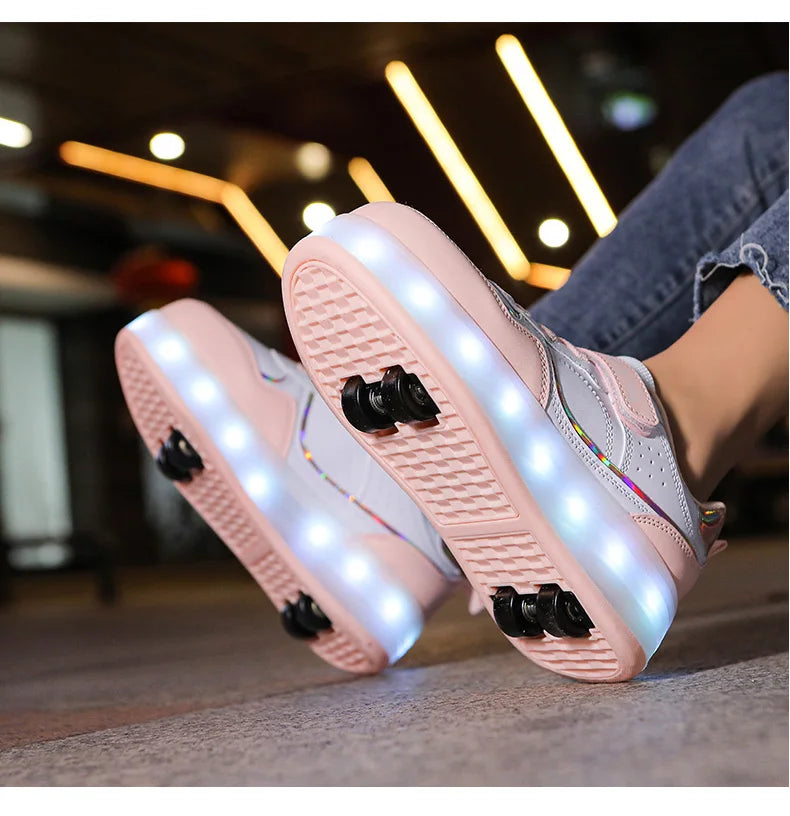 Chaussure a roulette Blanches| StyleGliss™ Rouler comme sur un nuage T:29-38