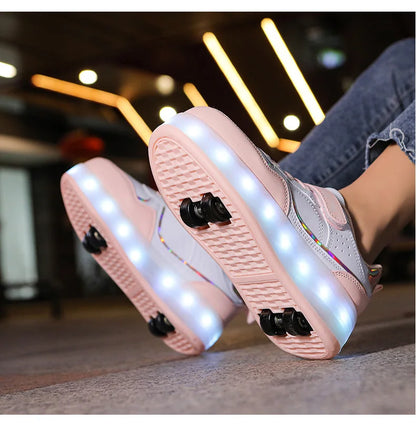 Chaussure a roulette Blanches| StyleGliss™ Rouler comme sur un nuage T:29-38