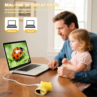 Handheld Kids Microscope Science Education Toy  2.4-Inch Screen 1000x Pocket Microscope Christmas Birthday Gift for Boys & Girls