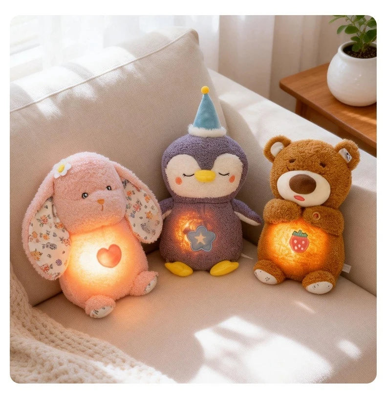 Breathing Soothing Plush Toy Glowing Light Soft Cute Stuffed Bear Bunny Plush Doll For Nap Nighttime Bedside Relaxation