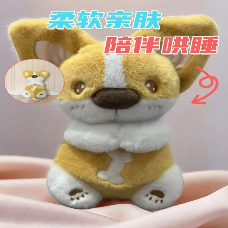 New product, four-speed adjustable pat ears, cute plush doll, dog will breathe, glow, sound, soothe, accompany and sleep, gift