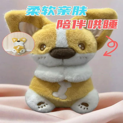 New product, four-speed adjustable pat ears, cute plush doll, dog will breathe, glow, sound, soothe, accompany and sleep, gift